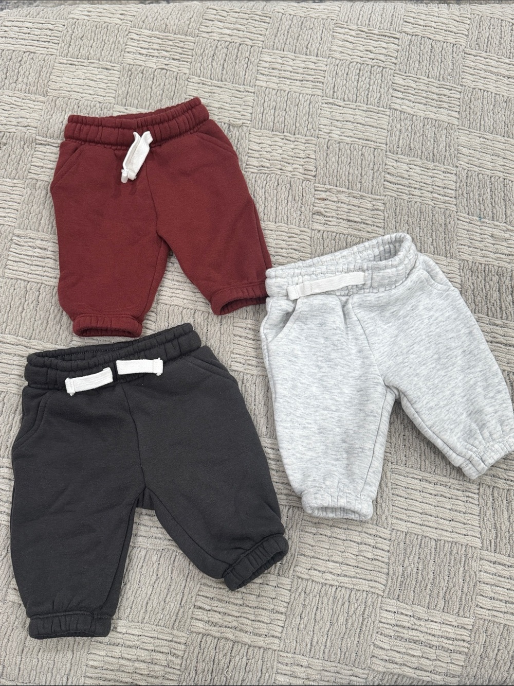 Toddler Cotton-Blend Jogger Set in Burgundy, Gray & Black